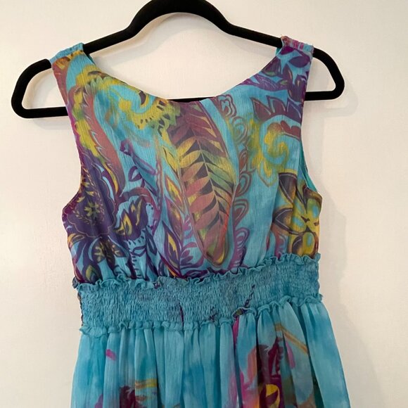 Boho Paisley Print Chiffon Maxi Dress NWT - Picture 5 of 11